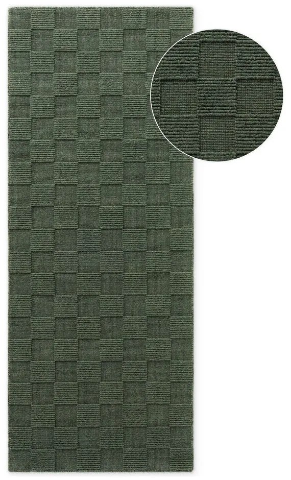 Sötétzöld kézi szövésű gyapjú futószőnyeg 80x200 cm Scala – Villeroy&amp;Boch