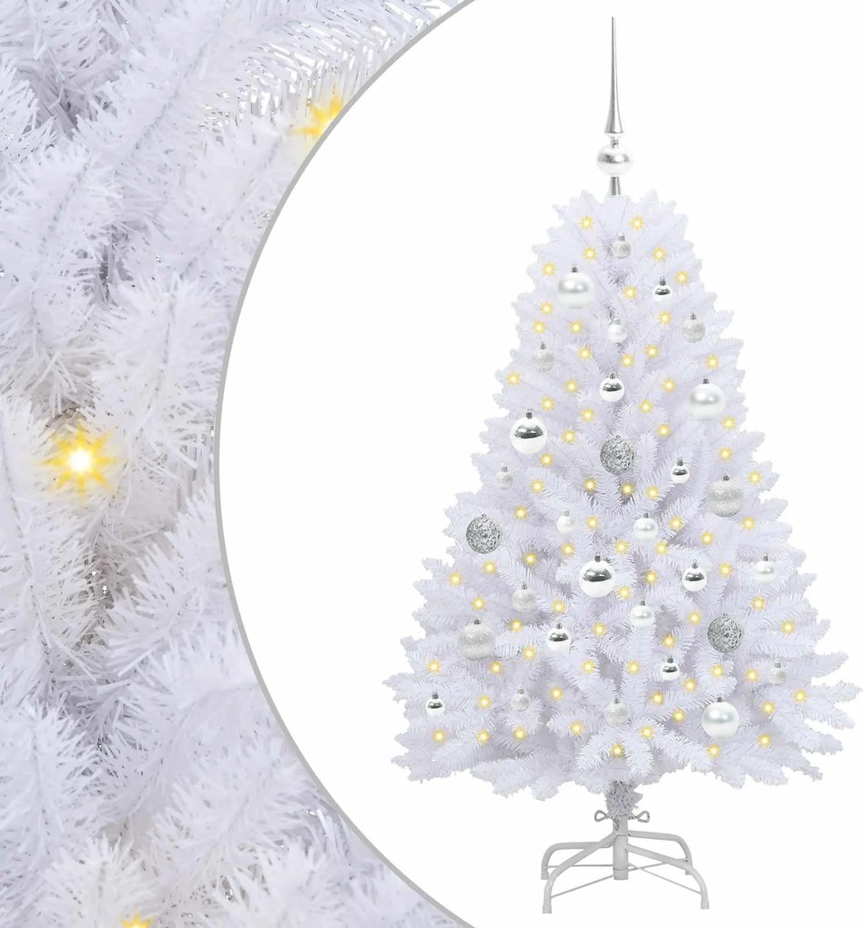 vidaXL Műanyag Hajtogatós Karácsonyfa Fehér 120 cm PVC és Acél