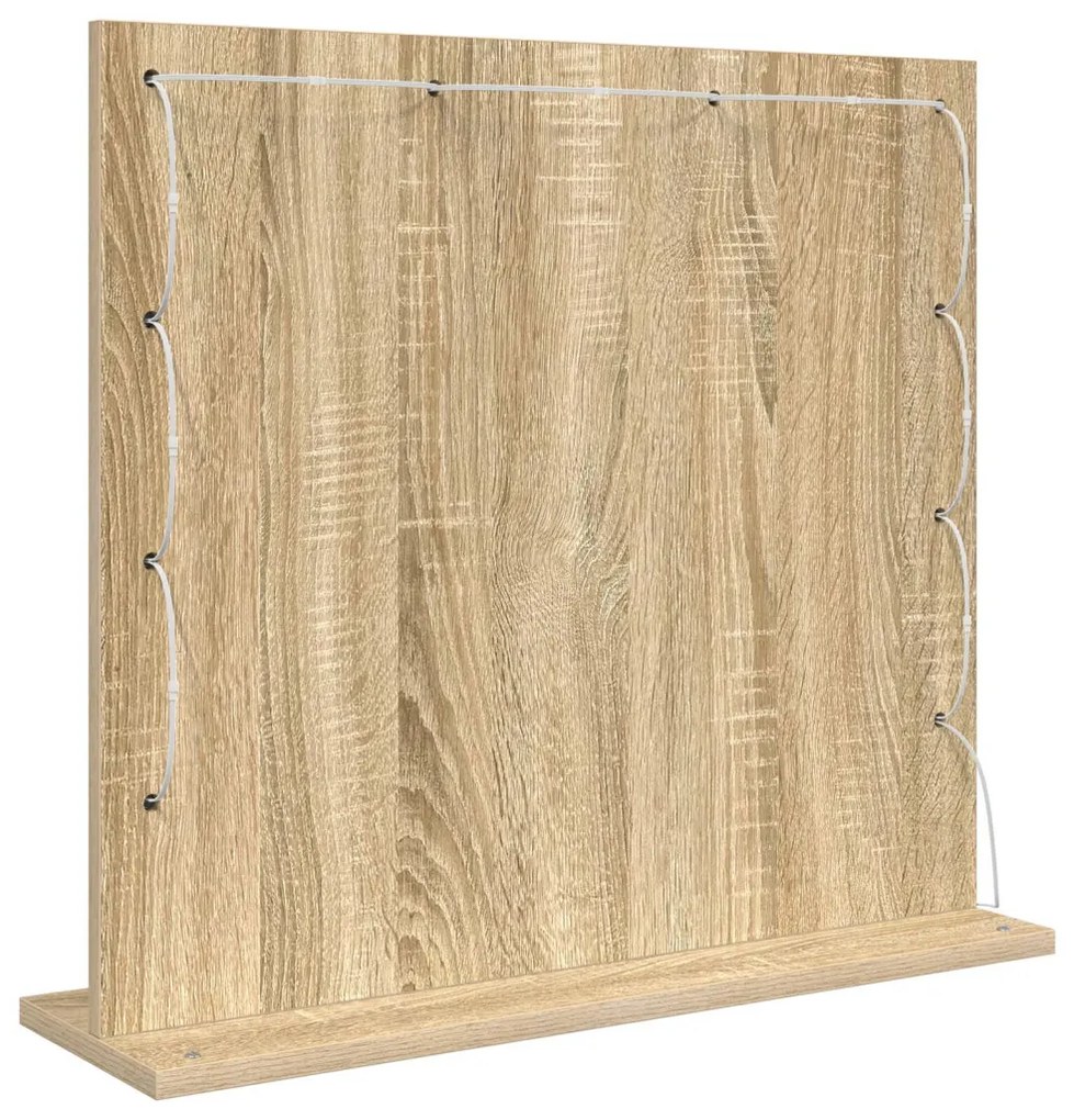 LED világítással rendelkező sminktükör Sonoma tölgy 60x55x18 cm