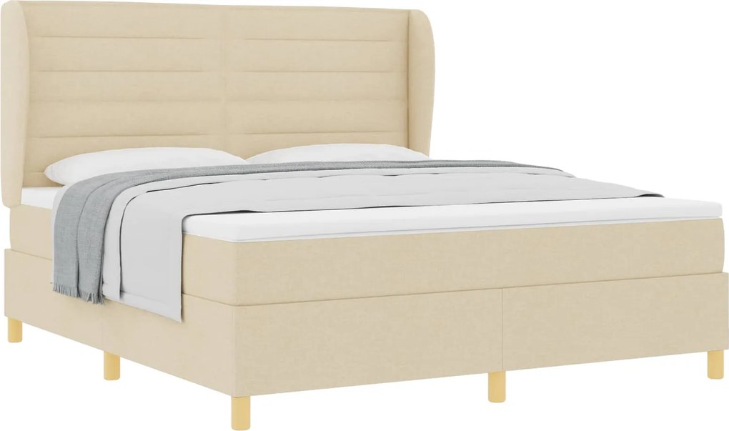 vidaXL Boxspring ágy matraccal Sötétszürke 90x190 cm Szövet Krém