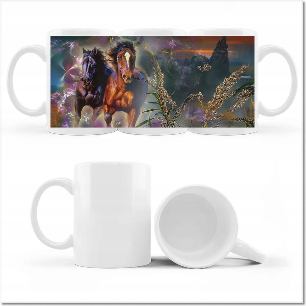 Nyomott mintás bögre Galoppozó lovak Ló