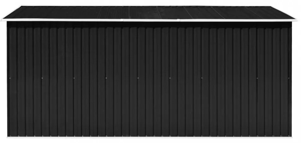 antracitszürke fém kerti fészer 257 x 392 x 181 cm