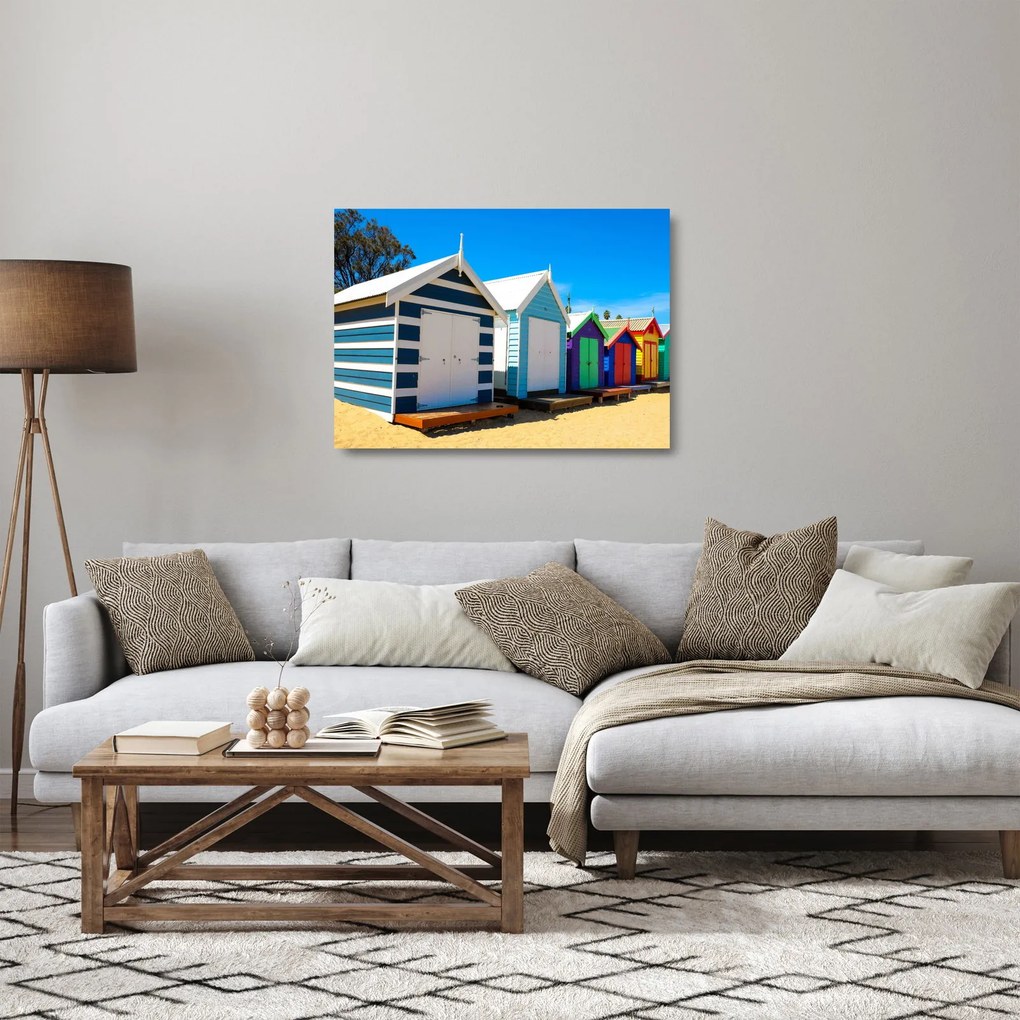 Kép - Brighton Beach, Melbourne, Ausztrália (üvegen) (70x50 cm)