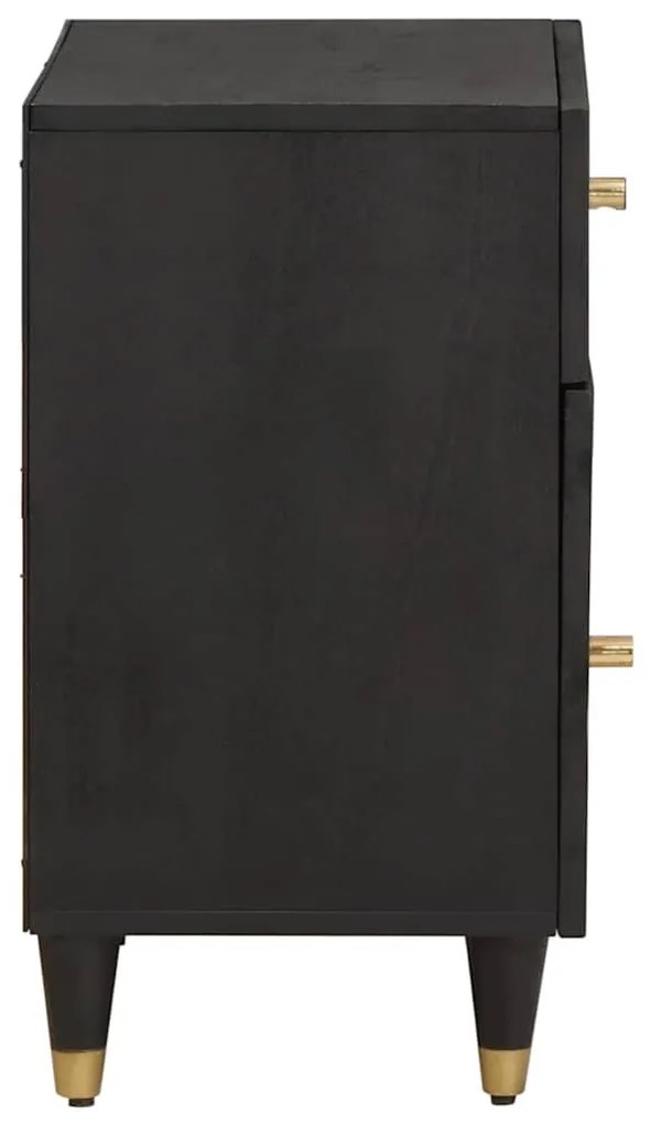 vidaXL Éjjeli szekrény ajtóval Fekete 50 x 33 x 60 cm Tömör Mangófát
