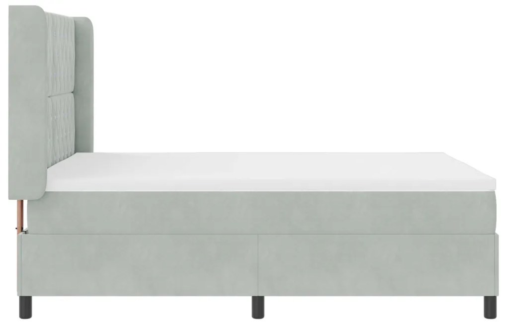 Boxspring Ágy Matrac with Light Grey 140x200 cm Velúr
