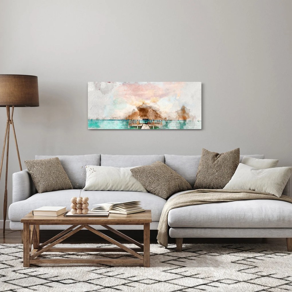 Kép - Maldív-szigetek, fa móló (120x50 cm)