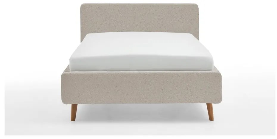 Bézs kárpitozott ágyneműtartós franciaágy ágyráccsal 140x200 cm Mattis – Meise Möbel