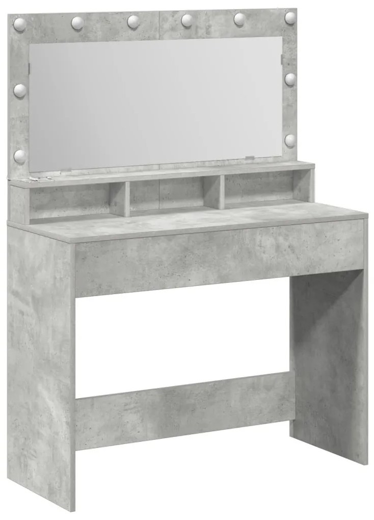 LED-es sminkasztal Beton Szürke 100x41x135 cm