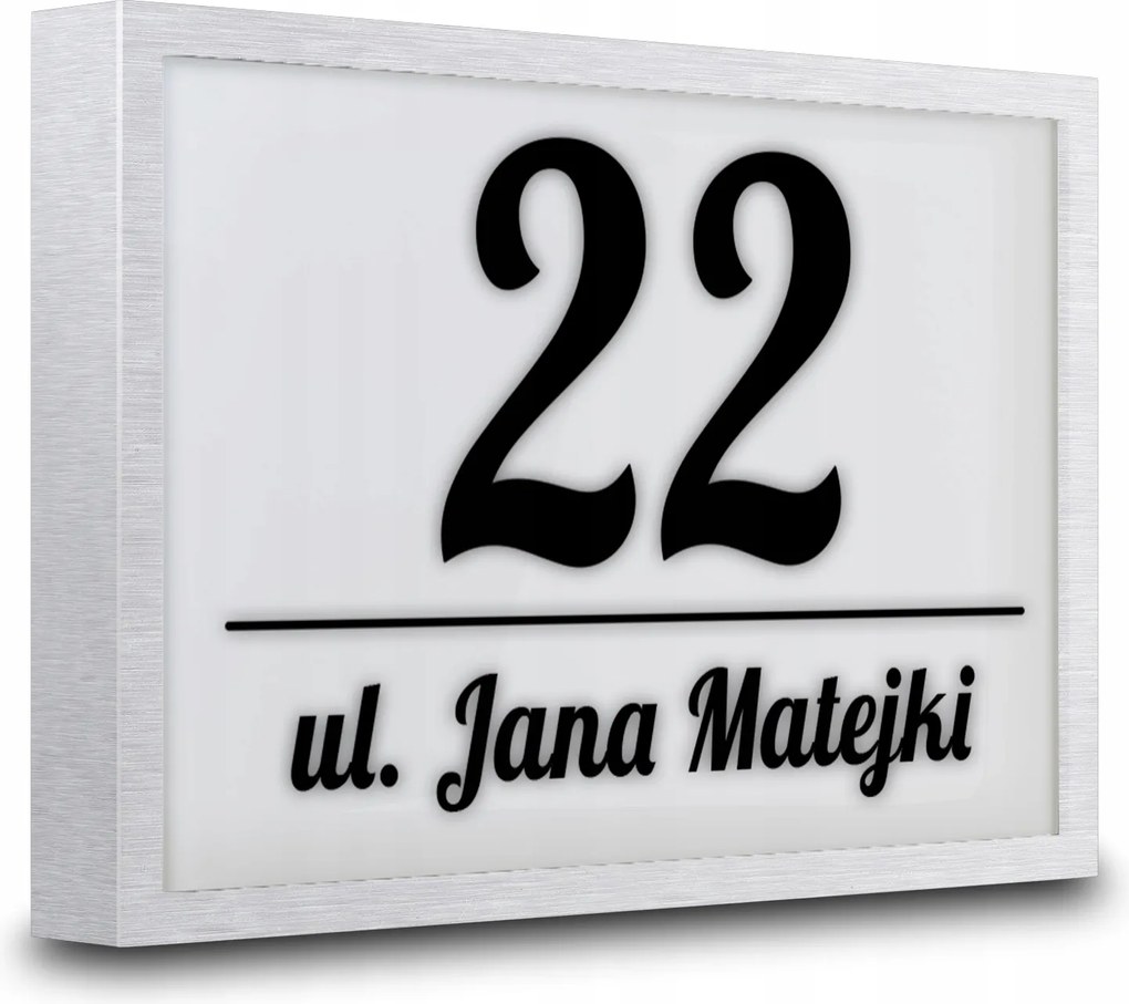 Megvilágított Házszám Led Címtábla 33x22 cm Ezüst Házszám