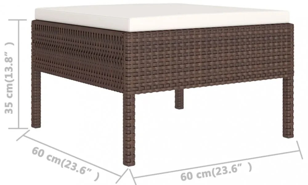 2 részes barna polyrattan kerti bútorszett párnákkal