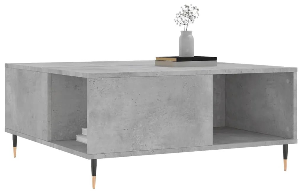 Betonszürke szerelt fa dohányzóasztal 80x80x36,5 cm