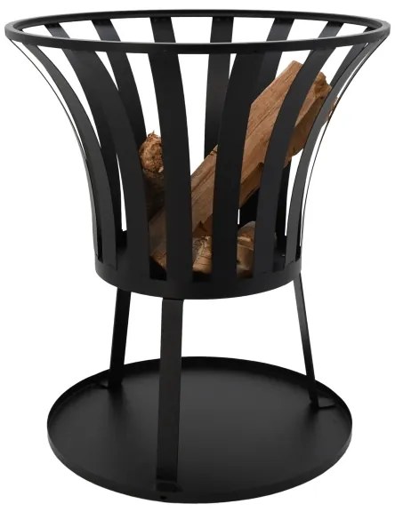 Hordozható fa tűzrakóhely rostéllyal fekete