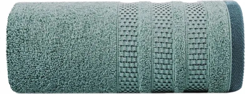 Törölköző 70x140 menta sötét jacquard bordűr csíkos öko stílusban