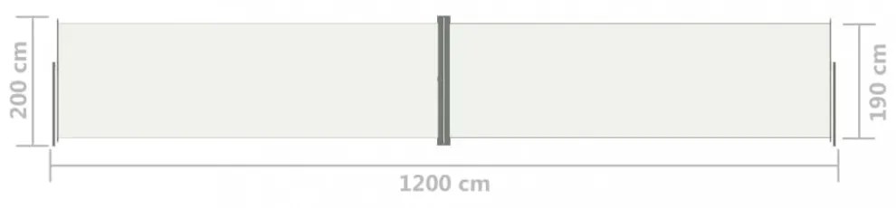 krémszínű behúzható oldalsó napellenző 200 x 1200 cm