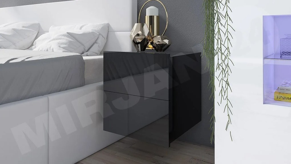 Éjjeliszekrény Brenali BR06 (fekete + fényes fekete). 1053836