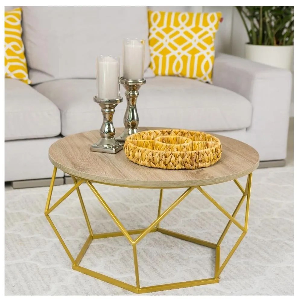 HowHomely Kávéasztal DIAMOND 40x70 cm arany/barna 10-1562-70-GDO-MDF
