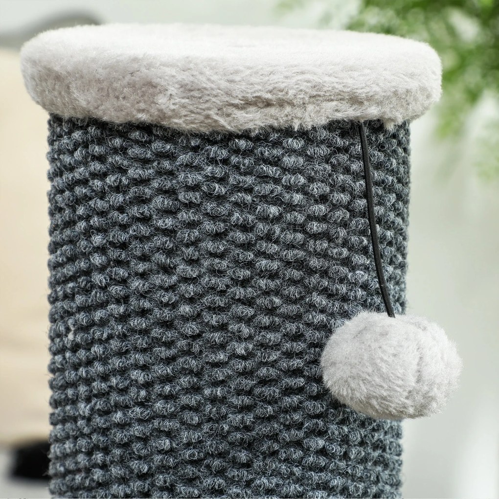 PawHut 86 cm-es Macskakarmoló, 3 az 1-ben Macska Karmoló Állvány Nagy Talppal, Ananász Mintás Szőnyeggel, Ápoló Kefével és Játéklabdával, Belső Haszná