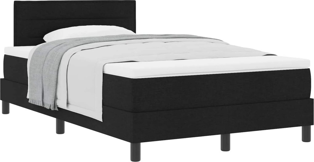 vidaXL Boxrugós ágy matracmal fejtámlával Fekete 120 x 200 cm szövet