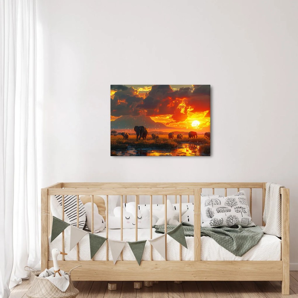 Kép - Elefántcsorda (70x50 cm)