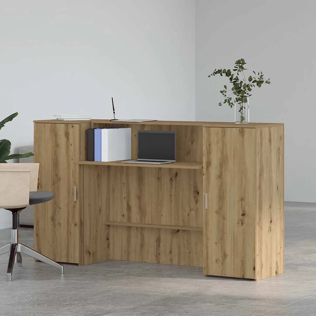 recepciós pult kézműves tölgy 180x50x103,5 cm szerelt fa