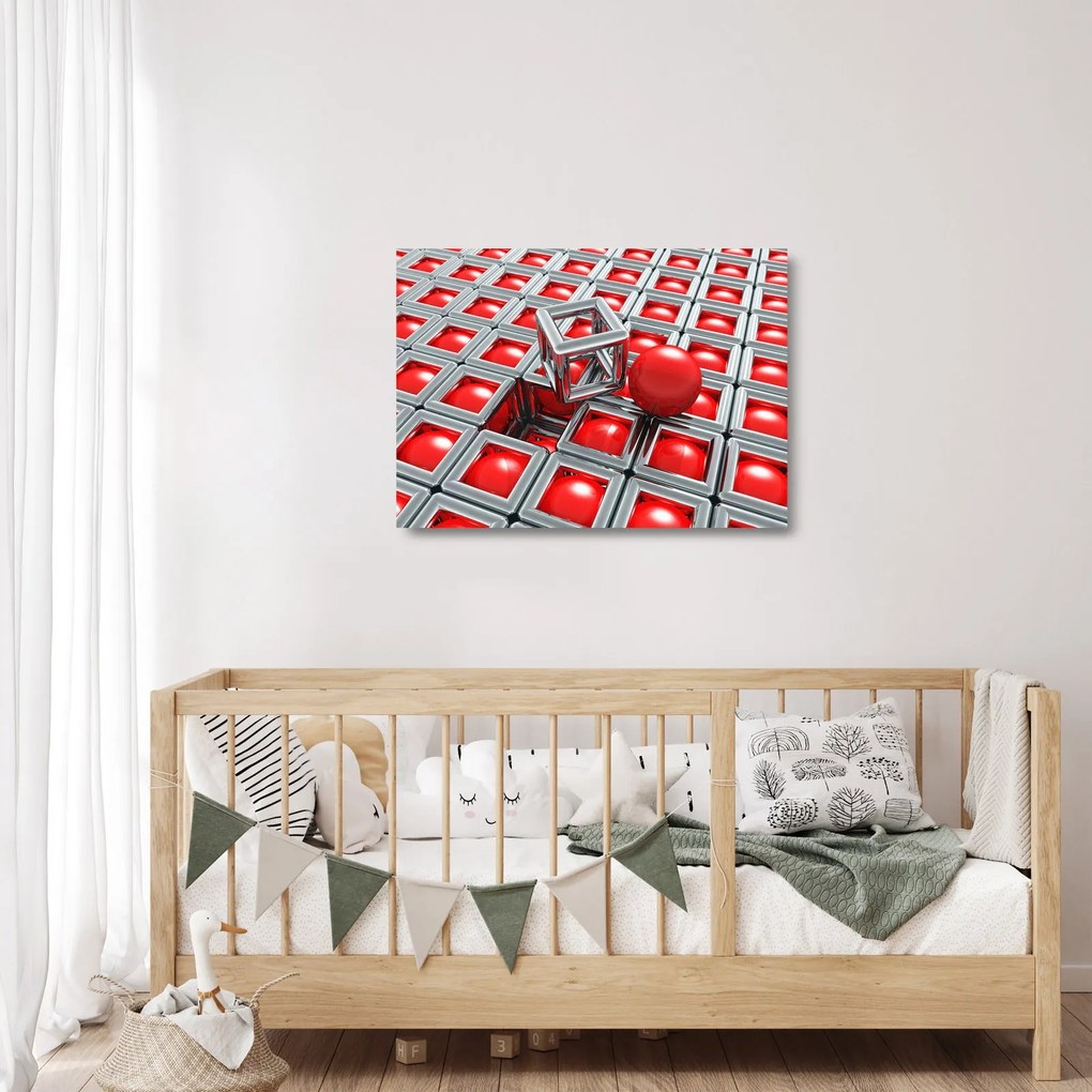 Kép - 3D fémes absztrakció (üvegen) (70x50 cm)