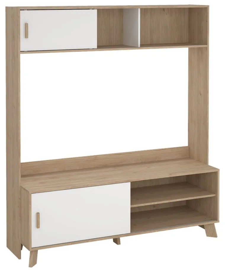 Fehér-natúr színű nappali bútor szett tölgyfa dekorral 159x181x48 cm Ikast – Tvilum