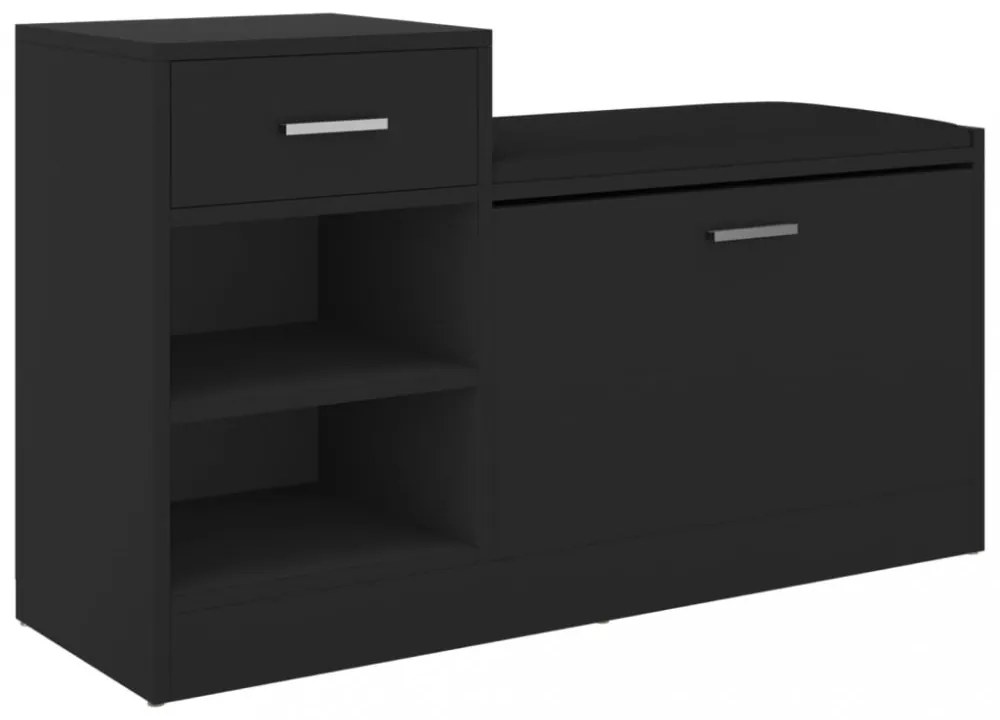 fekete szerelt fa cipőtároló pad 94,5 x 31 x 57 cm