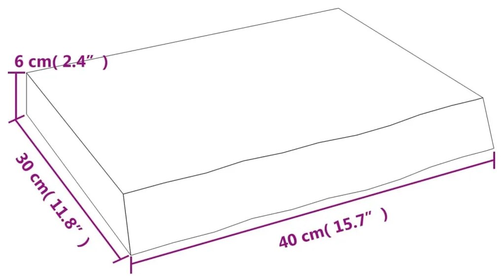 világosbarna kezelt tömör tölgyfa fali polc 40x30x(2-6) cm