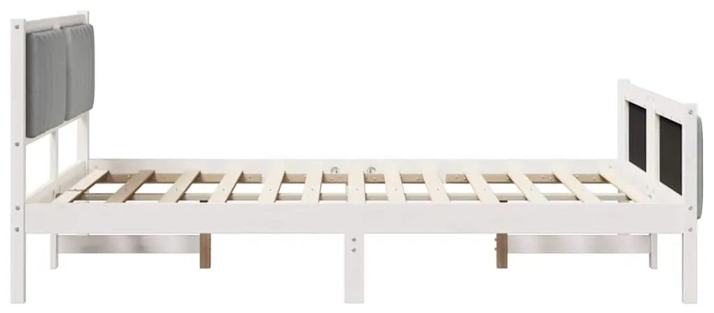 Ágykeret Fehér és világosszürke 140 x 200 cm Tömör fenyőfa