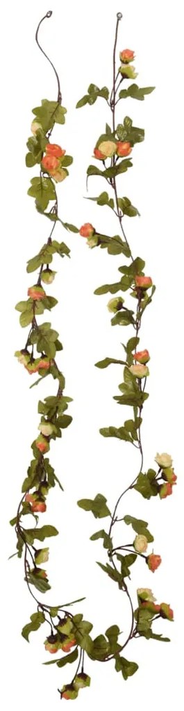 6 db naplemente-piros karácsonyi virágfüzér 215 cm
