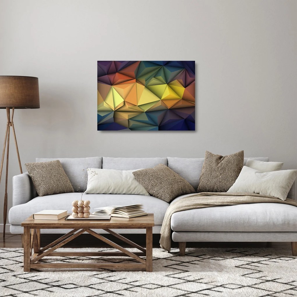 Kép - Sokszögű 3D absztrakció (üvegen) (70x50 cm)