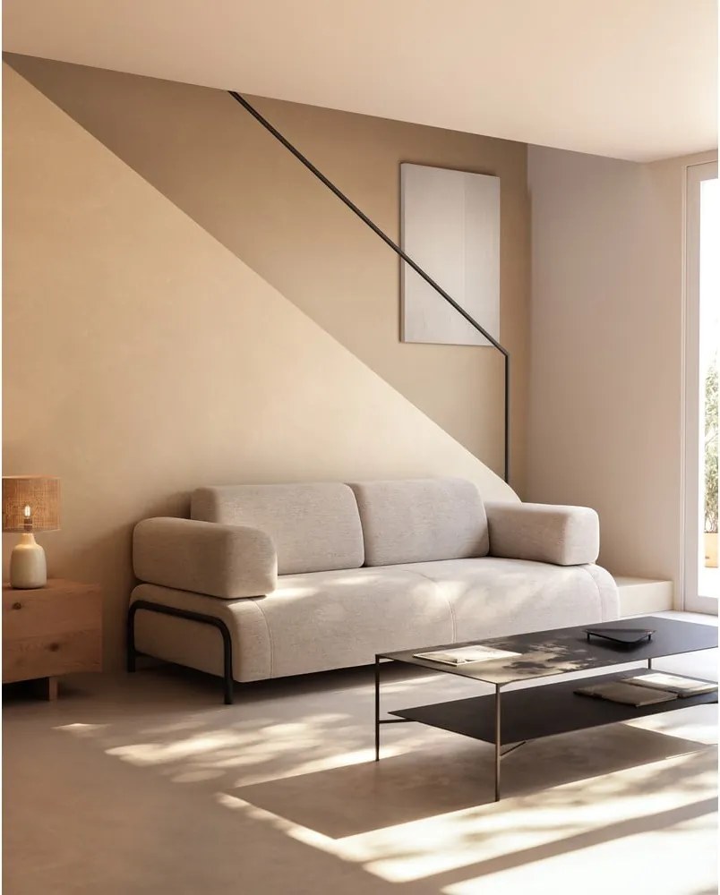 Fekete acél dohányzóasztal 60x140 cm Azisi – Kave Home