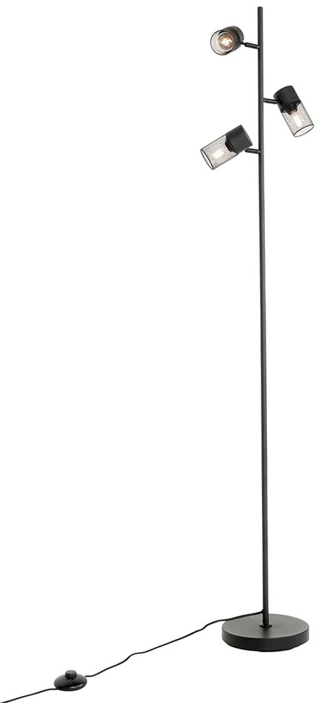 Ipari állólámpa fekete 3 lámpás - Jim