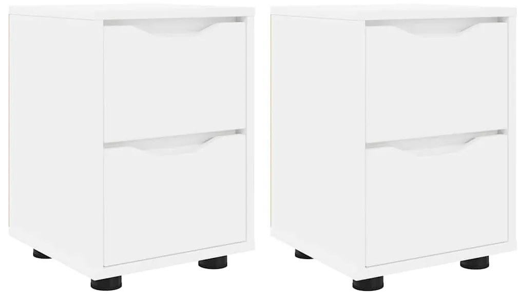 vidaXL Éjjeliszekrények fiókkal 2 pcs Fehér 30,5 x 30 x 43 cm Faanyag