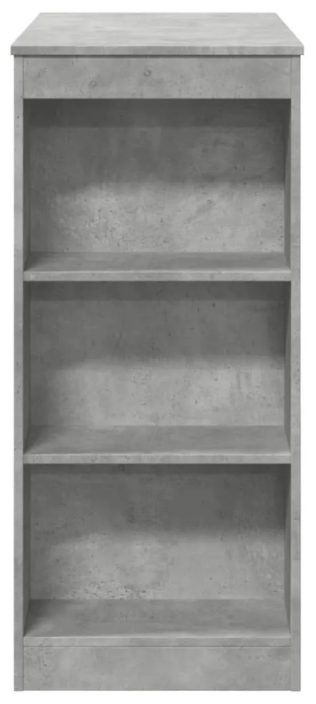 betonszürke szerelt fa tárolórekeszes bárasztal 95x47x103,5 cm