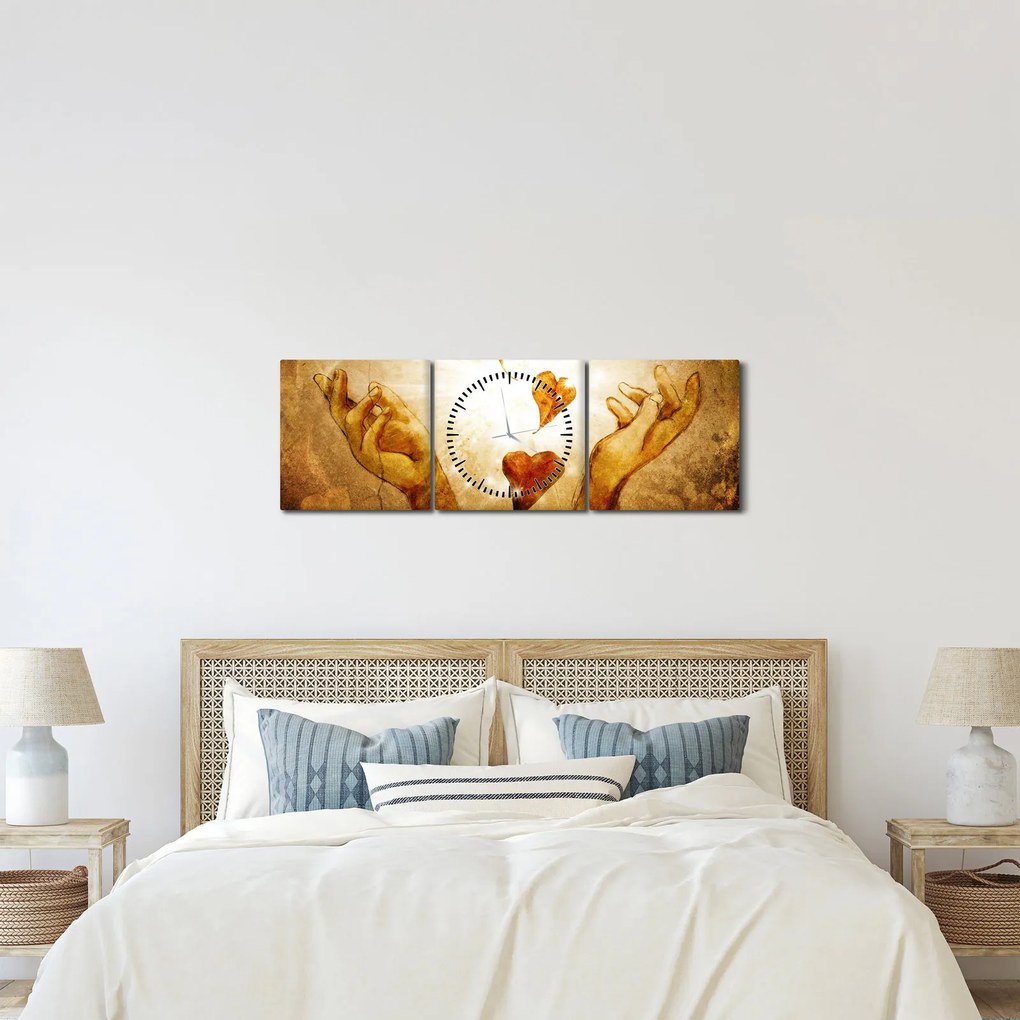 Kép - Szeretettel teli kezek festménye (órával) (90x30 cm)