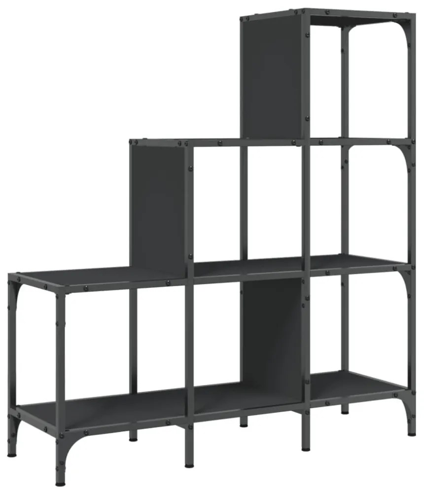 fekete szerelt fa és fém könyvszekrény 92 x 30 x 102 cm