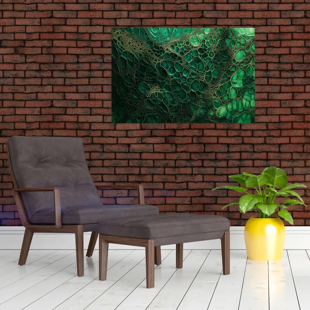 Kép - Zöld mikroszkópos kép (90x60 cm)