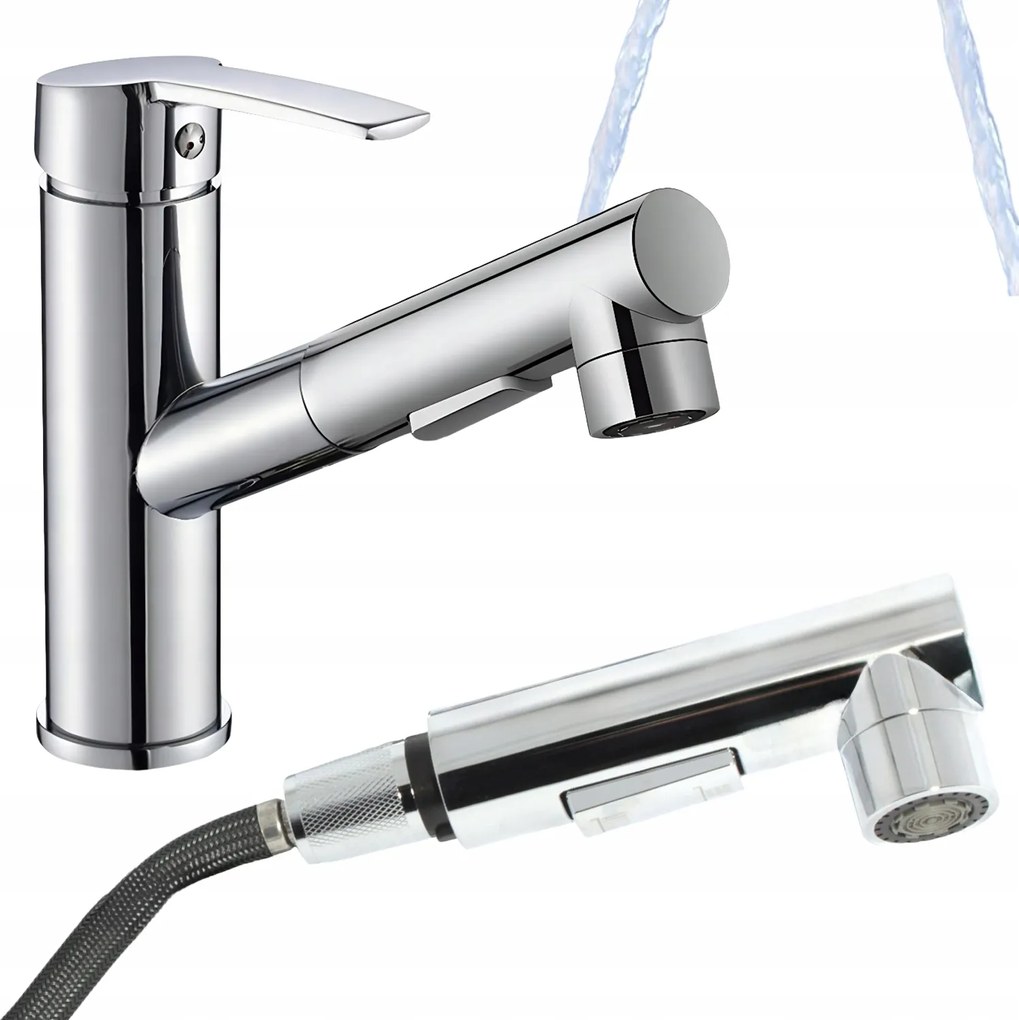 Modern Króm Mosdó Csaptelep 3 Funkciós Kihúzható