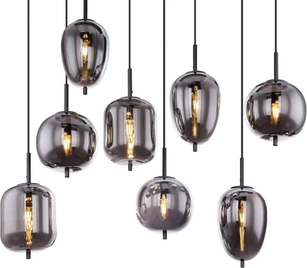 GLOBO 15345-8 BLACKY Többágú Függesztett Lámpa E14 IP20