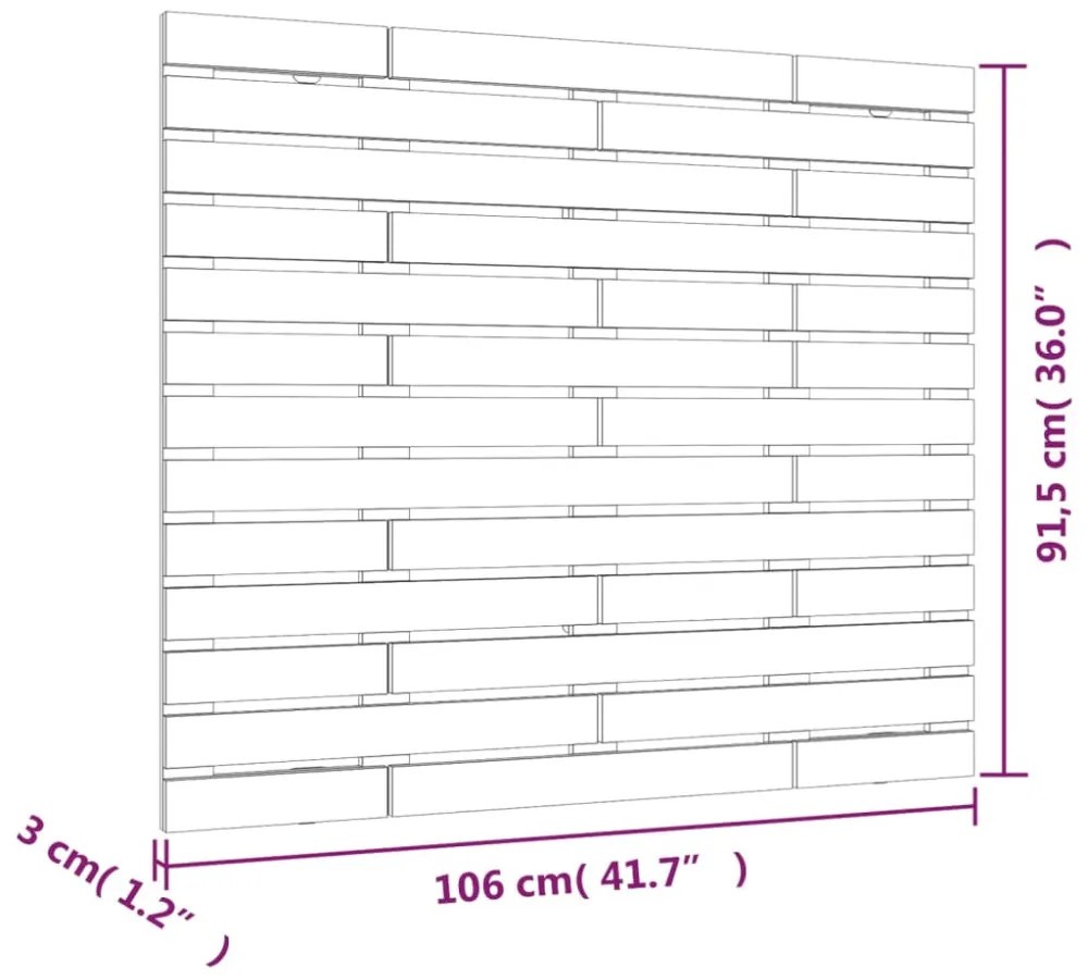 fehér tömör fenyőfa fali fejtámla 106 x 3 x 91,5 cm