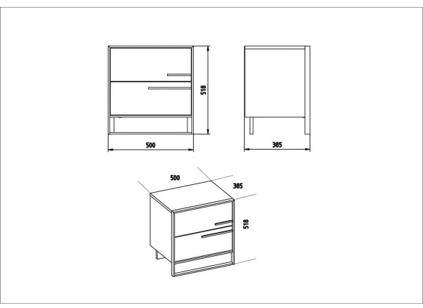 Éjjeliszekrény POLKA 51,8x50 cm arany/fehér