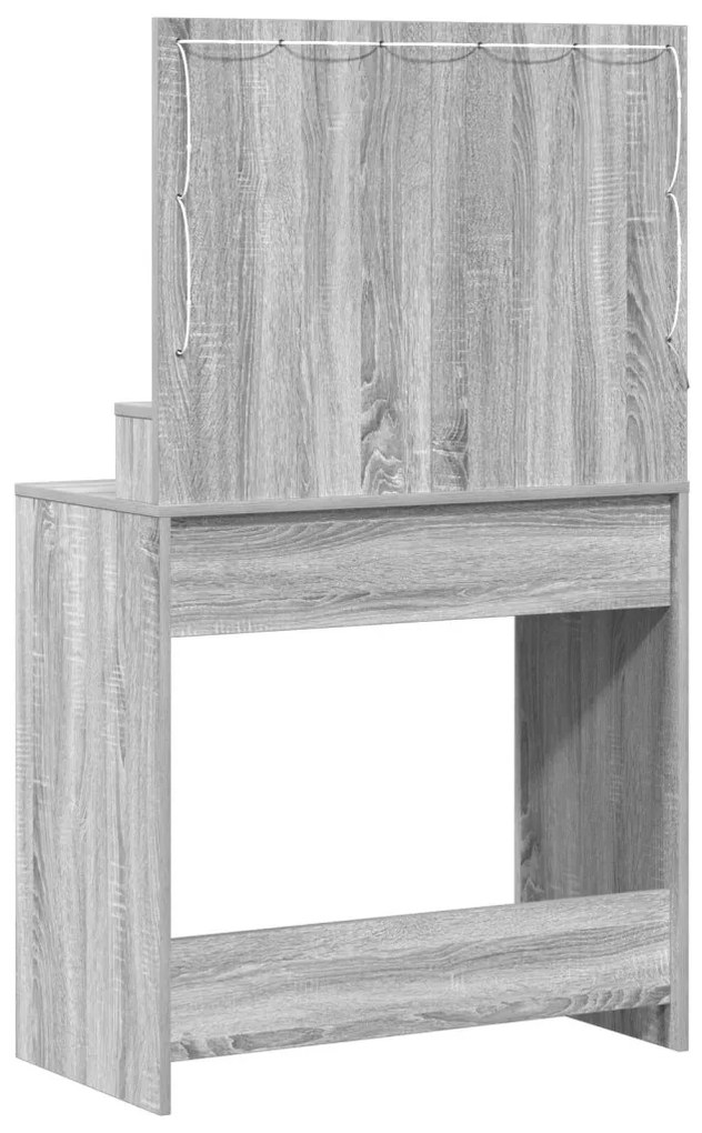 LED-es Sminktükör Szürke Sonoma 79x41x135 cm