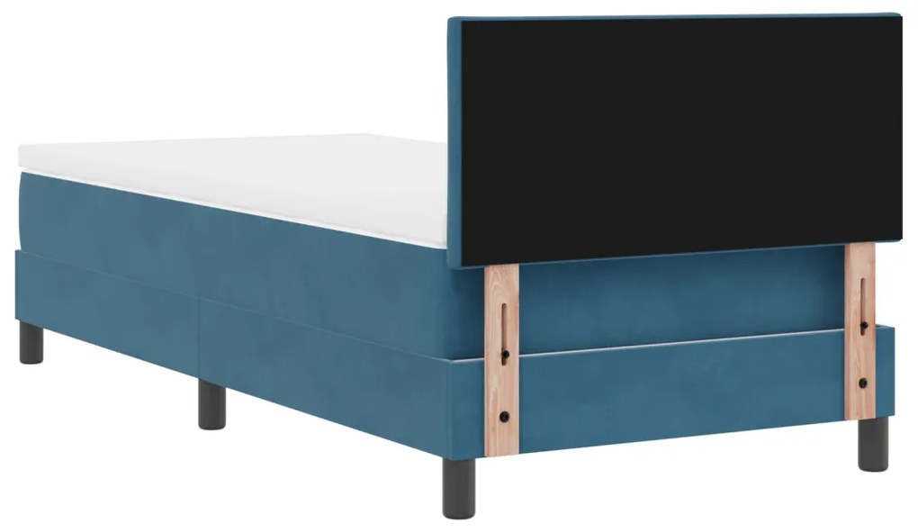Boxspring Ágy Matraccal & LED sötétkék 100x200 cm bársony