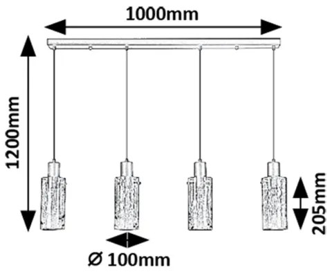 Rabalux 72039 - Csillár zsinóron FUMEA 4xE27/60W/230V