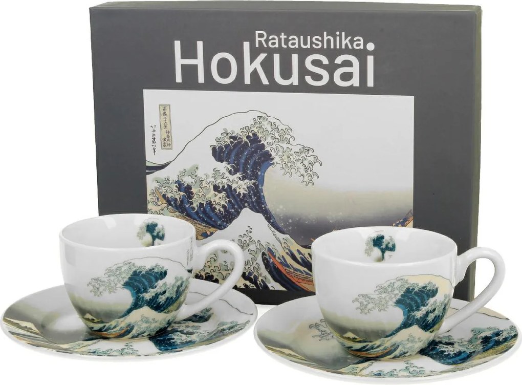 2 db-os eszpresszó csésze szett 90ml Hokusai The Great Wave Porcelán Ajándék