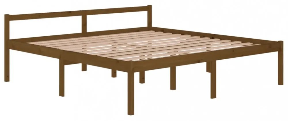 mézbarna tömör fenyőfa ágy időseknek 200 x 200 cm