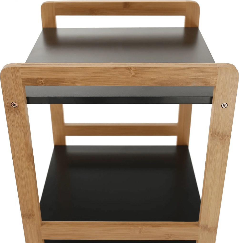 4 polcos állvány, természetes/fekete, NAOKO