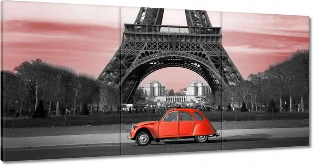 Vászonkép 180x90 Piros autó Párizs