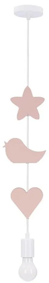 Gyerek csillár zsinórral TRIO 1xE27/20W/230V rózsaszín/fehér